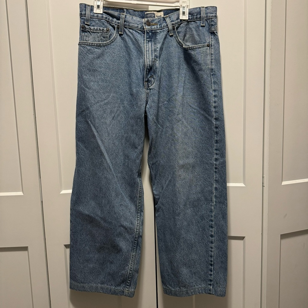 Levi Signature Relaxed Straight/Wide Leg Medium Wash Jeans Size W36 L32 - Picture 2 of 11